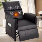 Fauteuil inclinable électrique avec chauffage et massage par vibration – Simili cuir PU, Noir