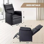 Fauteuil inclinable électrique avec chauffage et massage par vibration – Simili cuir PU, Noir