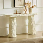 Console moderne en fibre de verre avec pieds irréguliers, 137 cm de large, beige