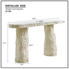 Console moderne en fibre de verre avec pieds irréguliers, 137 cm de large, beige