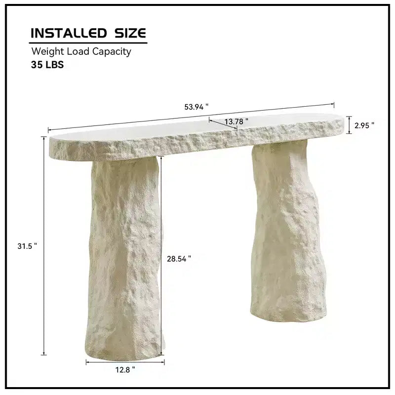 Modern Fiberglass Console Table with Irregular Legs, 53.94" Wide, Beige