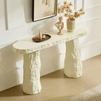 Console moderne en fibre de verre avec pieds irréguliers, 137 cm de large, beige