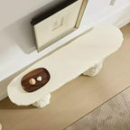 Console moderne en fibre de verre avec pieds irréguliers, 137 cm de large, beige