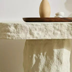 Console moderne en fibre de verre avec pieds irréguliers, 137 cm de large, beige