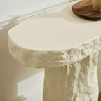 Console moderne en fibre de verre avec pieds irréguliers, 137 cm de large, beige