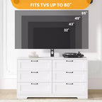 Meuble TV avec support mural et 6 tiroirs – Meuble console multimédia réglable en hauteur
