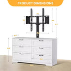 Meuble TV avec support mural et 6 tiroirs – Meuble console multimédia réglable en hauteur
