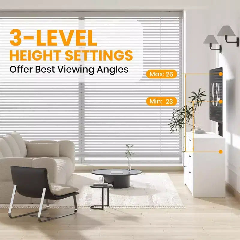 TV Stand with Wall Mount and 6 Drawers – Height Adjustable Media Console