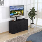 Meuble TV avec support mural et 6 tiroirs – Meuble console multimédia réglable en hauteur