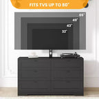Meuble TV avec support mural et 6 tiroirs – Meuble console multimédia réglable en hauteur