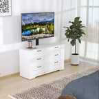 Meuble TV avec support mural et 6 tiroirs – Meuble console multimédia réglable en hauteur