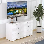 Meuble TV avec support mural et 6 tiroirs – Meuble console multimédia réglable en hauteur