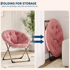 Fauteuil soucoupe en fausse fourrure, chaise lune pliable surdimensionnée pour adultes et adolescents, siège d'appoint pour chambre ou dortoir