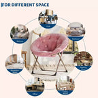 Fauteuil soucoupe en fausse fourrure, chaise lune pliable surdimensionnée pour adultes et adolescents, siège d'appoint pour chambre ou dortoir