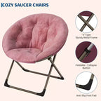 Fauteuil soucoupe en fausse fourrure, chaise lune pliable surdimensionnée pour adultes et adolescents, siège d'appoint pour chambre ou dortoir