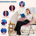 Fauteuil soucoupe en fausse fourrure, chaise lune pliable surdimensionnée pour adultes et adolescents, siège d'appoint pour chambre ou dortoir