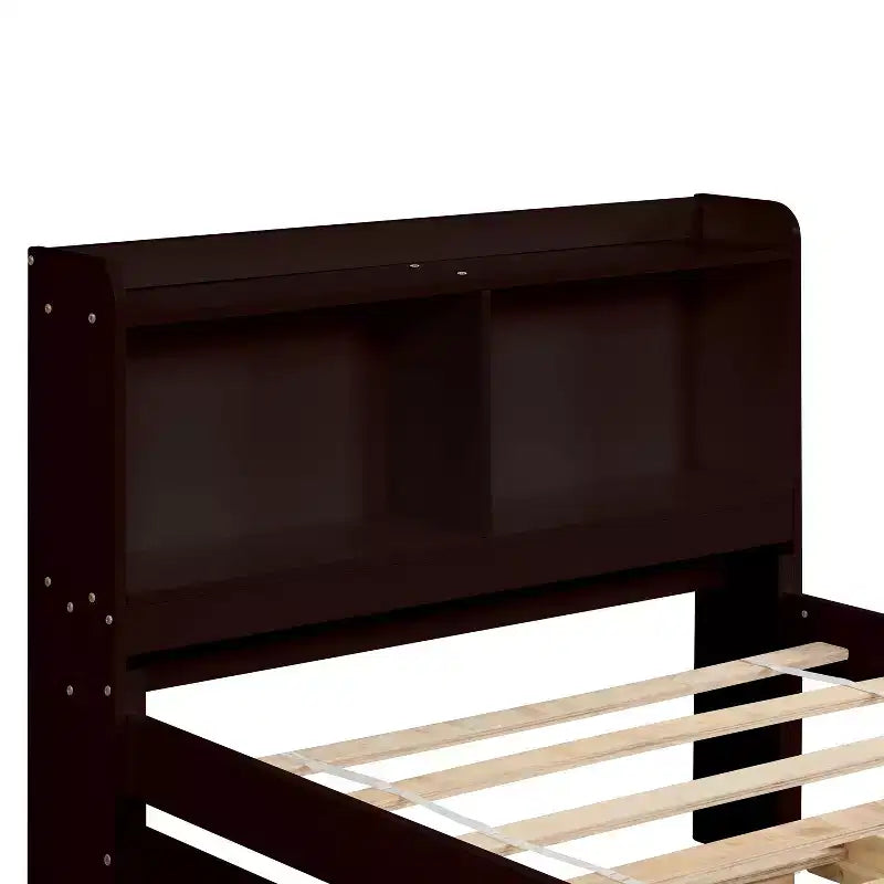 Twin Size Metal Platform Bed Frame with Wood Grain Headboard