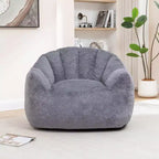 Pouf poire moderne en fausse fourrure avec accoudoirs