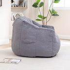 Pouf poire moderne en fausse fourrure avec accoudoirs