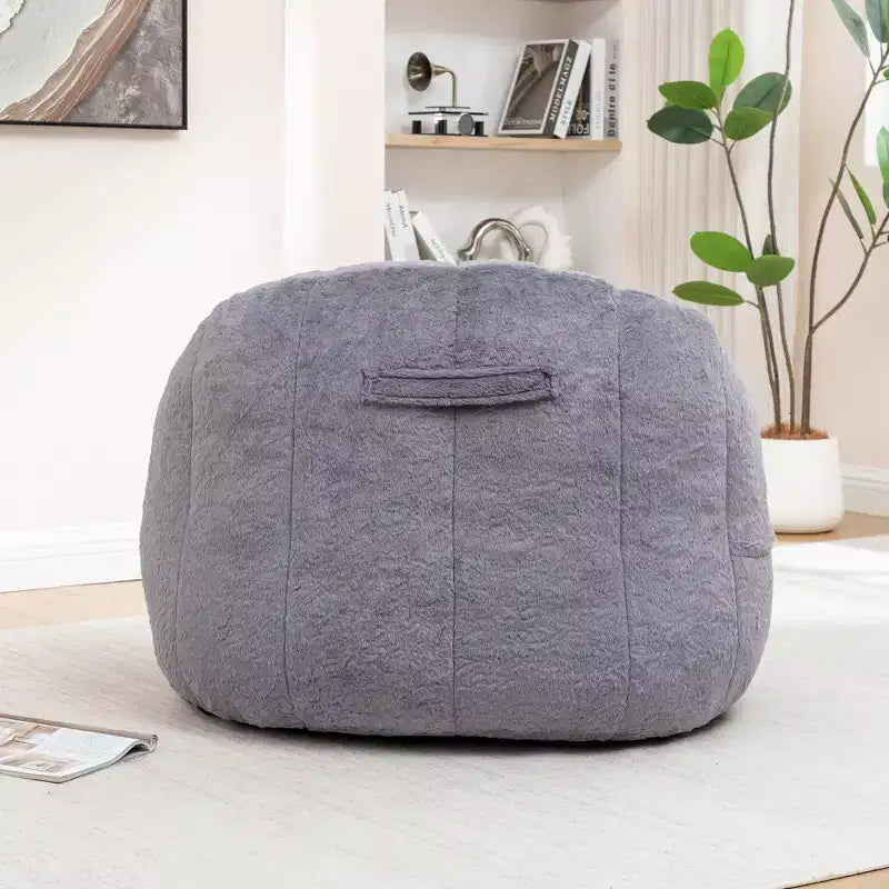 Modern Faux Fur Upholstered Bean Bag Chair with Armrest