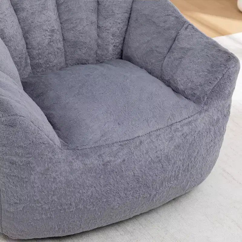 Modern Faux Fur Upholstered Bean Bag Chair with Armrest