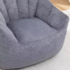 Pouf poire moderne en fausse fourrure avec accoudoirs