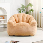 Pouf poire moderne en fausse fourrure avec accoudoirs