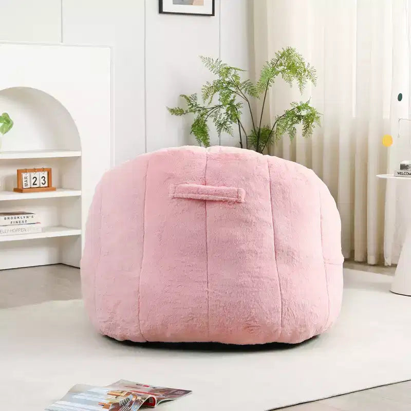 Modern Faux Fur Upholstered Bean Bag Chair with Armrest