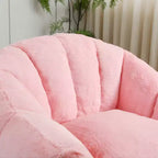 Pouf poire moderne en fausse fourrure avec accoudoirs