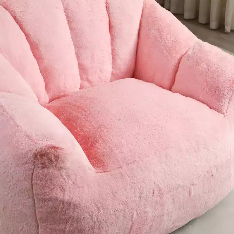 Modern Faux Fur Upholstered Bean Bag Chair with Armrest