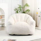 Pouf poire moderne en fausse fourrure avec accoudoirs