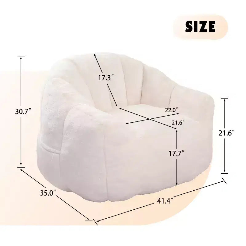 Modern Faux Fur Upholstered Bean Bag Chair with Armrest