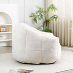 Pouf poire moderne en fausse fourrure avec accoudoirs