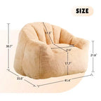 Pouf poire moderne en fausse fourrure avec accoudoirs