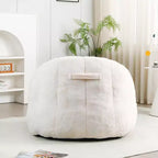 Pouf poire moderne en fausse fourrure avec accoudoirs