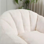 Pouf poire moderne en fausse fourrure avec accoudoirs