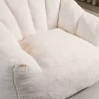 Pouf poire moderne en fausse fourrure avec accoudoirs
