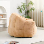 Pouf poire moderne en fausse fourrure avec accoudoirs