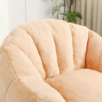 Pouf poire moderne en fausse fourrure avec accoudoirs