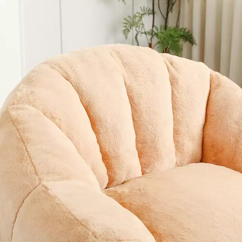 Modern Faux Fur Upholstered Bean Bag Chair with Armrest