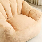 Pouf poire moderne en fausse fourrure avec accoudoirs