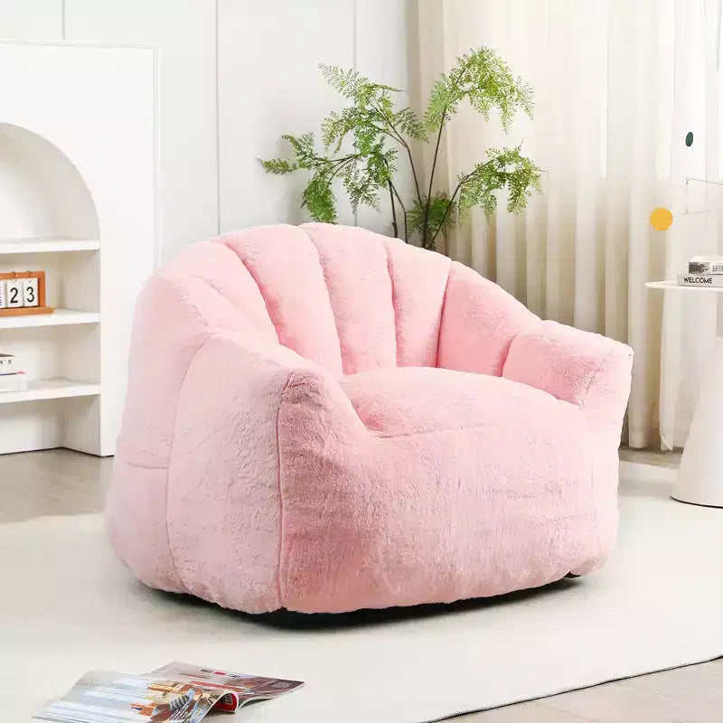 Modern Faux Fur Upholstered Bean Bag Chair with Armrest