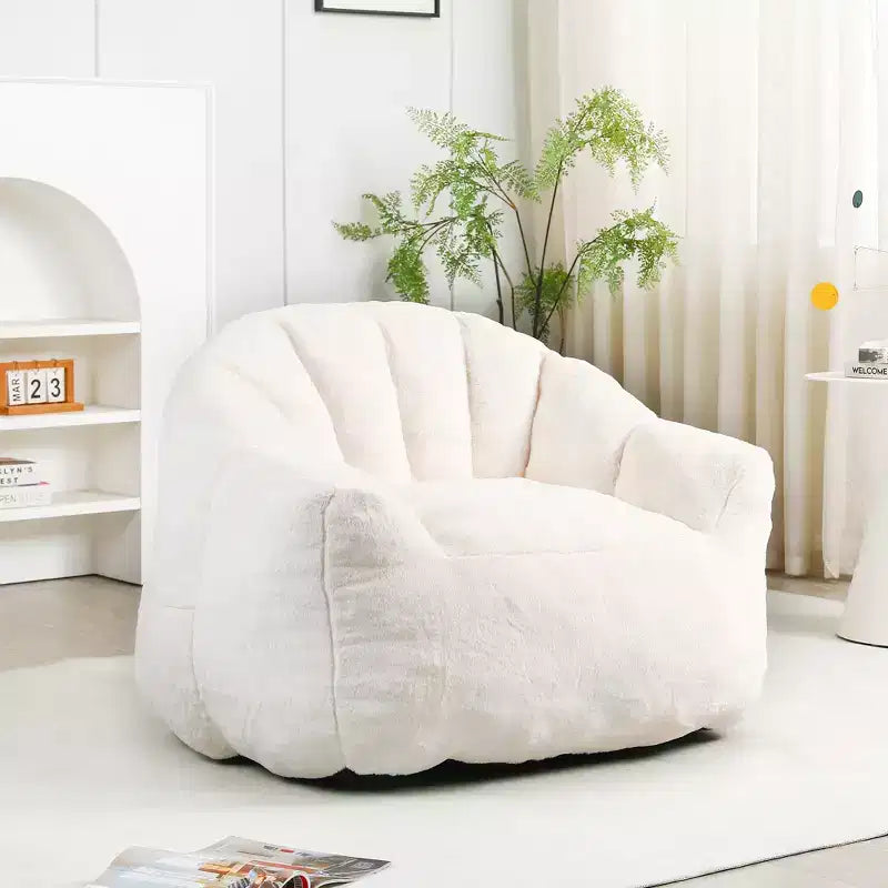Modern Faux Fur Upholstered Bean Bag Chair with Armrest
