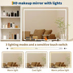 Coiffeuse cannelée avec miroir, 5 tiroirs, plateau en verre, support pour sèche-cheveux, texture ondulée, pour chambre à coucher