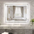 SUMERAIN 40x32 Wall Bathroom Mirror with 3 Color, Fog-Free ETL Smart Vanity Mirror Tempered Glass