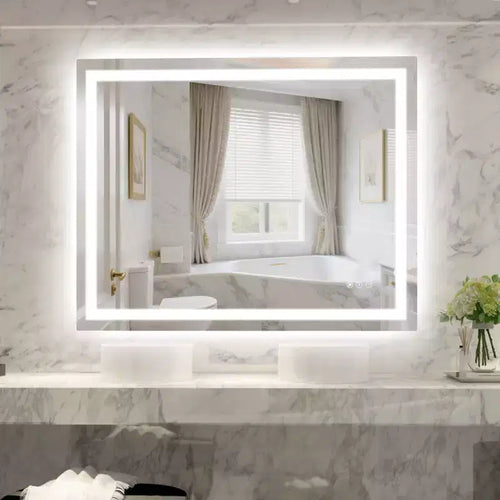 SUMERAIN 40x32 Wall Bathroom Mirror with 3 Color, Fog-Free ETL Smart Vanity Mirror Tempered Glass