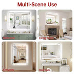Miroir de salle de bain LED 40x32 pouces avec anti-buée, intensité variable, 3 températures de couleur