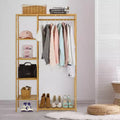Bamboo Garment Rack with 6 Shelves and Dustproof Curtain